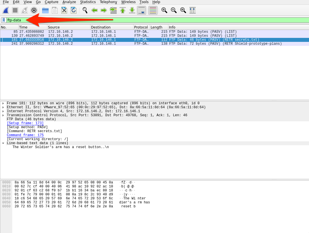 FTP data filter