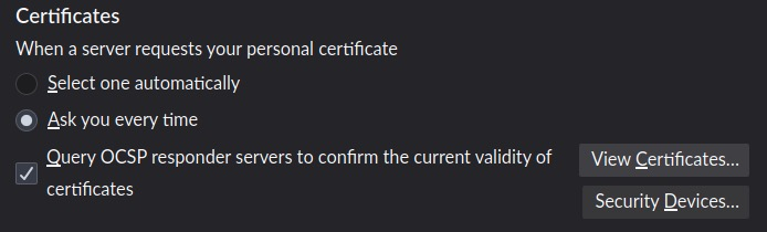 View certificates