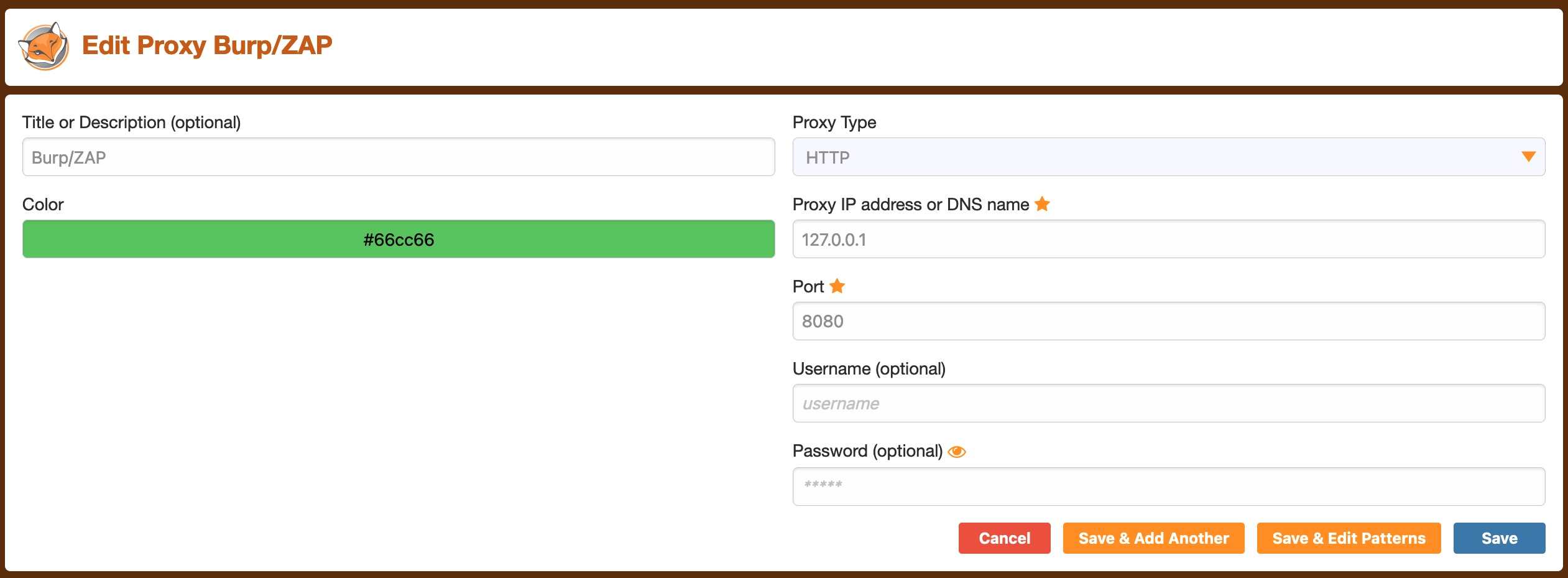 FoxyProxy config